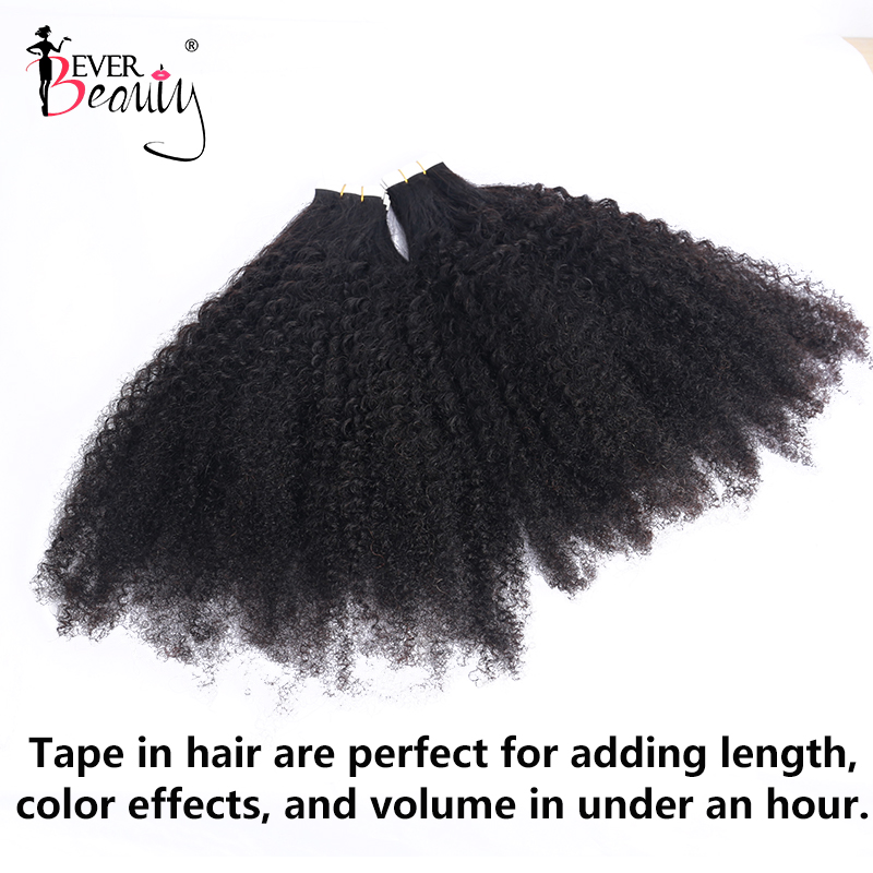 흑인 여성을위한 인간의 머리카락 확장에 아프리카 곱슬 곱슬 곱슬 테이프 4b4c Coily 피부 Weft 접착제 보이지 않는 테이프 Ins 적 아름다움